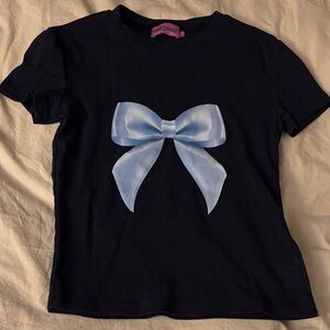 Womens  T-Shirt with Blue Bow Design